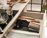 Joseph Joseph Elevate Cuchillos de Cocina Profesionales y Utensilios de Cocina, 10 piezas, con Almacenamiento para Cajón, Negro/Multicolor