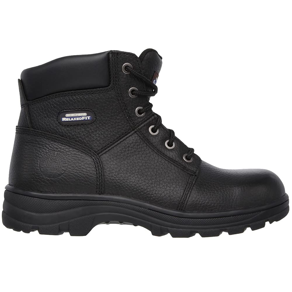Skechers Workshire, Botas para Hombre, Black Embossed Leather, 43 EU