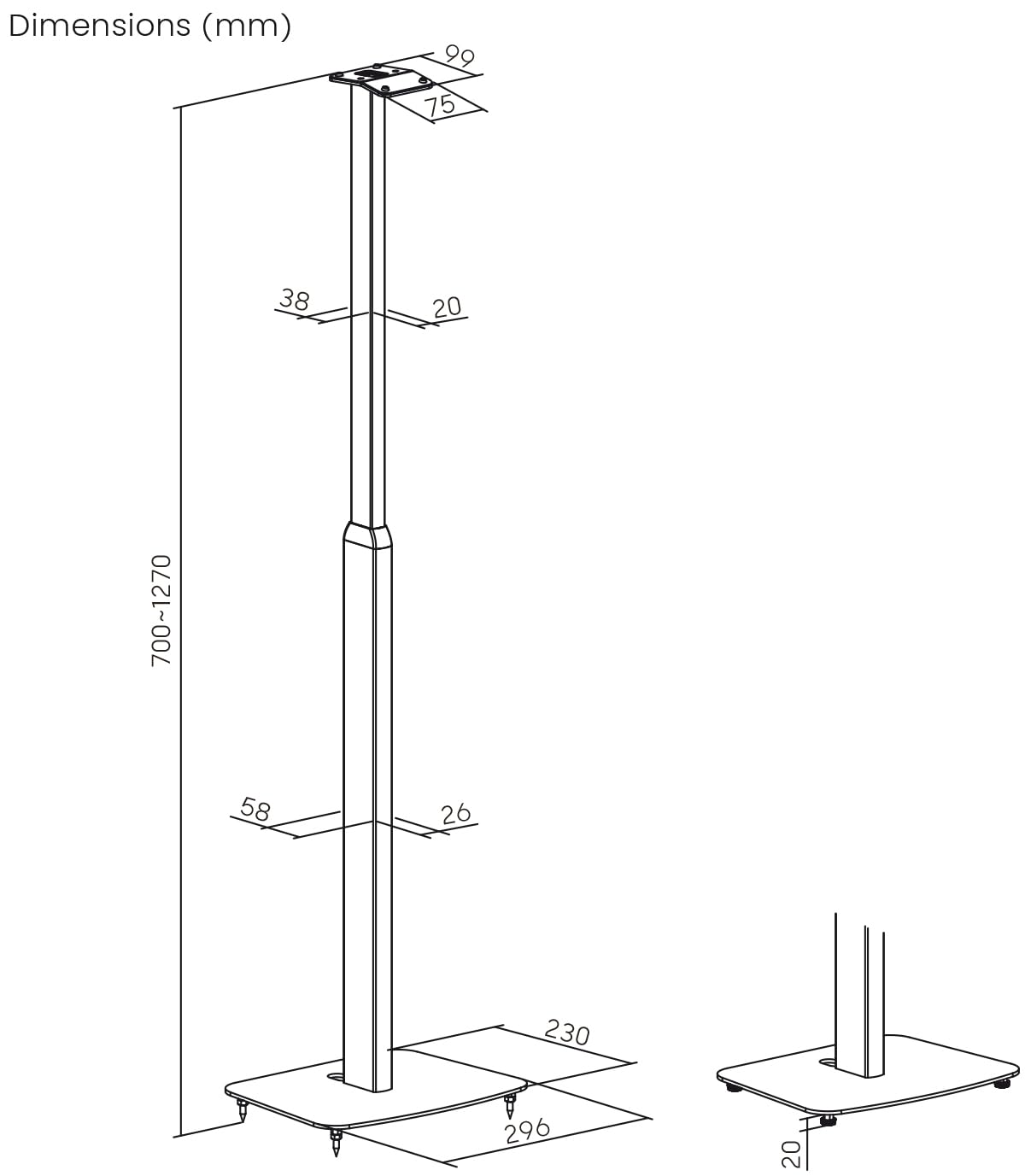my wall SonosEra300 HS45L - Soporte para Altavoces (2 Unidades, Altura Regulable, alineación de Sonido, desacoplamiento, Base SonosEra300)