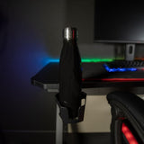 Konix Escritorio Gaming Spectra 120 x 60 x 75 cm en Forma de Z - 30 Modos luz LED - Estructura metál - Portavasos - Soporte para Auriculares - Negro