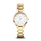 BERING 15630-734 Reloj de Cuarzo para Dama con Caja de Titanio de 30 mm con Acabado Dorado y Esfera Blanca, Brazalete de Titanio con Detalles de Titanio, Resistencia al Agua de 10 ATM
