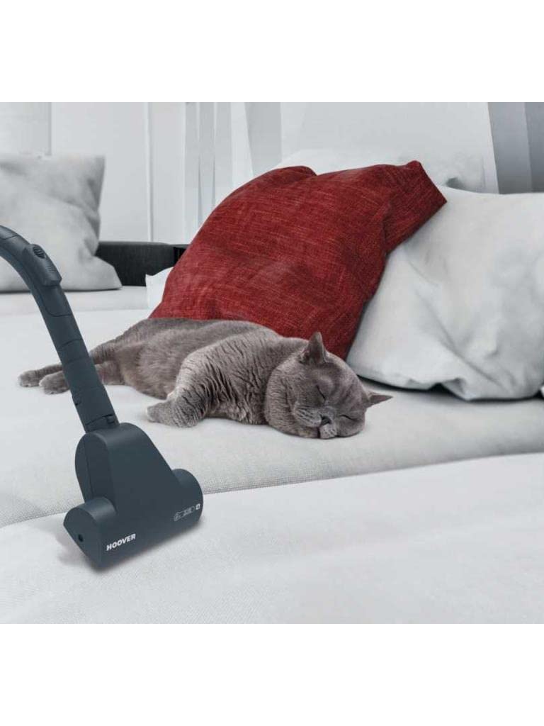 Hoover Khross KS50PET Aspirador sin Bolsa, Multiciclónico, Cepillo Pelo Mascota, Alfombras, Parquet, Accesorios a Bordo, Filtro EPA, 1.8L, 78dB, 550 W, Cable 7.5m, Plástico, Marrón/ Rojo/ Gris