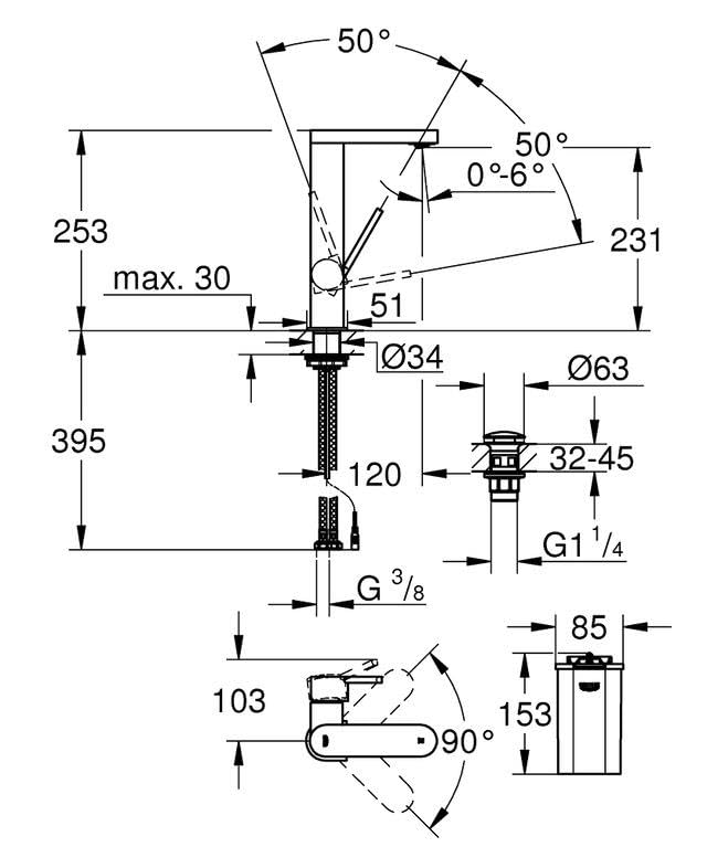 GROHE 23959003 - GROHE Plus Monomando de lavabo 1/2" con display LED Tamaño - L