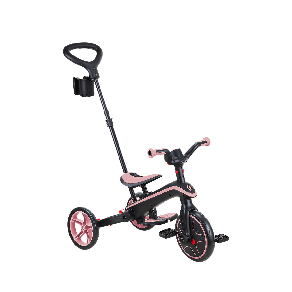 Globber Tricycle Explorer 4 en 1 - Triciclo Plegable y escalable en draisiana para niños de 10 Meses a 5 años - Pastel Rose