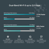 TP-Link Festa F65-Outdoor | Punto de Acceso WiFi 6 AX3000 | IP67 a Prueba de Agua, Ideal para Exteriores, 1× Puerto Gigabit, Gestión centralizada en la Nube Gratuita, Configuración y Uso fáciles.
