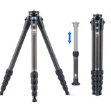 SIRUI Trípode para Cámara de Viaje AM-225, 159cm Trípode Portátil de Fibra de Carbono con Tubo de Extensión SL-100, Trípode para Fotografía con Columna Central de Carbono, Carga Máxima 6kg