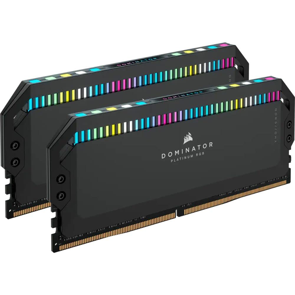 Corsair Dominator Platinum RGB DDR5 64GB (2x32GB) 6000MHz C40 Optimizada para Intel (Regulación de Tensión, Refrigeración CORSAIR DHX Patentada, 12 Leds CAPELLIX RGB Ultrabrillantes) Negro