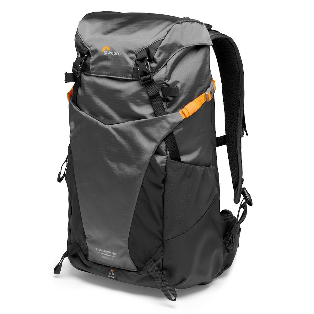 Lowepro PhotoSport BP 24L AW III, Mochila Tactica para Cámara Sin Espejo, Acceso Lateral, Inserto Extraíble, Sistema de Correa para Accesorio, Compatible con Sony α7, Gris