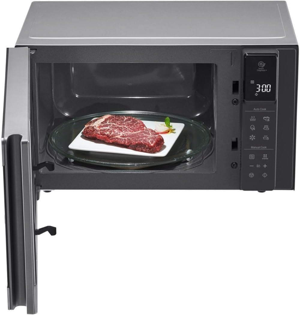 LG Microondas MS2595CIS con tecnología Smart Inverter 25 litros de capacidad, 1000 W, programas automáticos, niveles de potencia ajustables y función EasyClean, color plateado