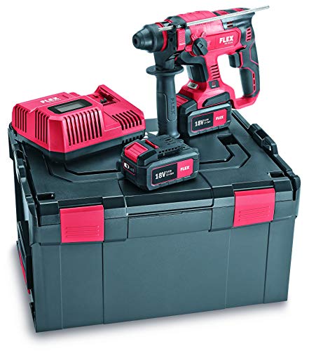 Flex CHE 18.0-EC/5.0 461768 - Juego de martillo perforador (18 V, 5 Ah, 1,7 J, velocidad de ralentí 0-1400 /min, velocidad de impacto en vacío 0-4500 /min, SDS-plus)