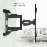 Hama | Soporte para TV de hasta 65" (Soporte de Pared TV estándar VESA 400 x 400, Pantallas de 32" a 65", Organizador de Cable, Carga Máx. 35 Kg, 3 Articulaciones, Inclinación 2/12º, Giro 180º