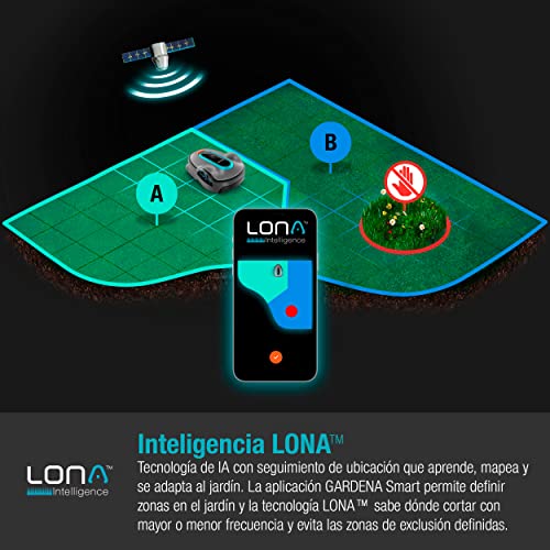 Gardena Robot cortacésped Smart SILENO Life 1500 m²: tecnología Lona AI, Control con aplicación, SensorControl, para Pendientes máx. 35 por ciento, Incl. Pasarela Inteligente, versión ES (19704-74)
