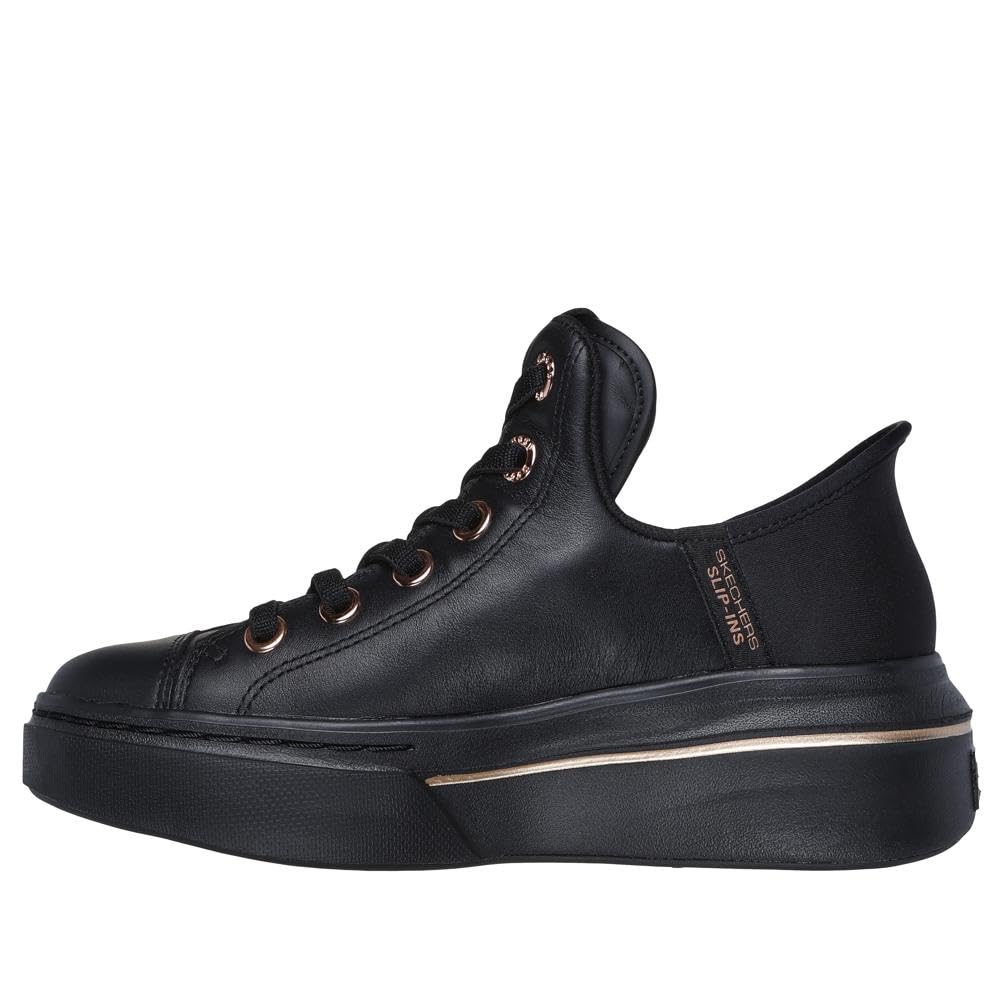 Skechers Snoop One OG, Zapatillas Mujer, Black Leather/Mesh/Rose Gold Trim, 37 EU