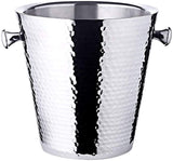 EDZARD Champanera/refrigerador de botellas Valencia, con soporte, acero inoxidable muy pulido, de doble pared, exterior martillado, altura total 83 cm, altura de refrigador 23 cm, diámetro 22 cm