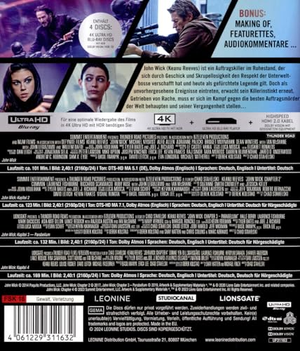 John Wick - Kapitel 1-4 (4 4K Ultra HDs) [Blu-ray]