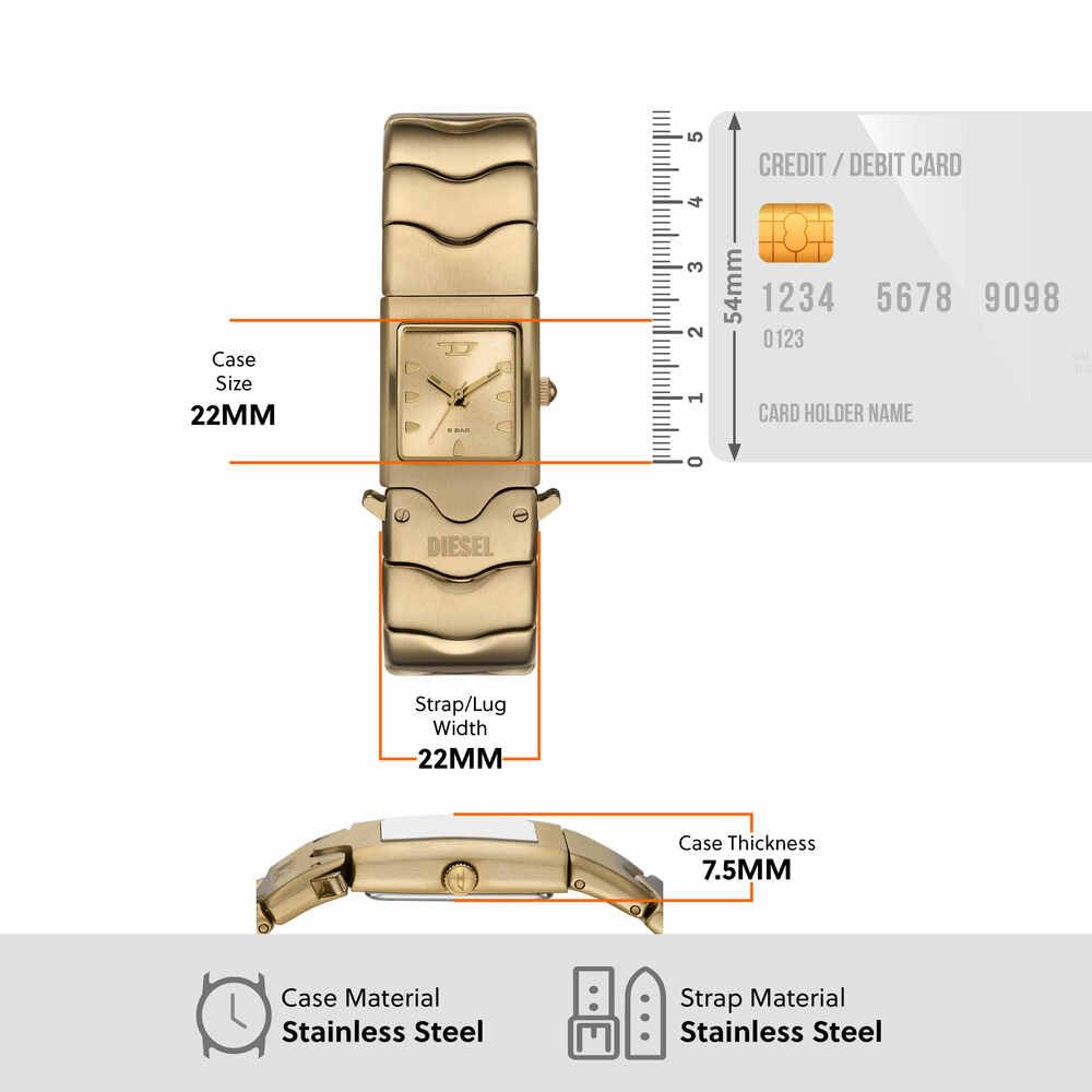 Diesel Reloj Analógico para Hombres de Cuarzo con Correa en Acero Inoxidable DZ2223, Tono Oro, 22MM