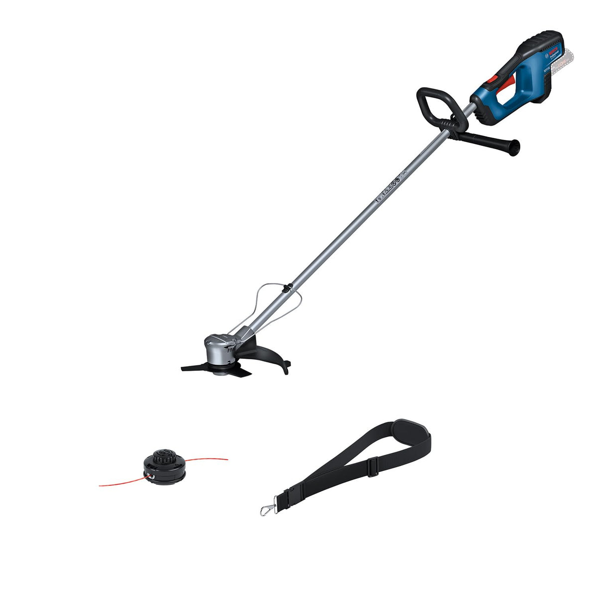 Bosch Professional 18V System desbrozadora a batería GFR 18V-23 (motor sin escobillas, diámetro del área de corte 23 cm, incl. 1 bobina, 1 correa, set de cuchillas, protector de plantas)