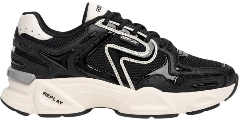 REPLAY Destiny W Fine, Zapatillas Mujer, 008 Blanco y Negro, 37 EU