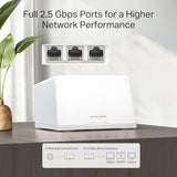 【Nuevo Wi-Fi7】 Mercusys Halo H47BE(2-Pack) - BE9300 Tri-Band Wi-Fi Mesh 7, hasta 9.3 Gbps, Cobertura de hasta 550 m², 3X 2.5G Puertos, fácil config de App | Conecta más de 200 Dispositivos