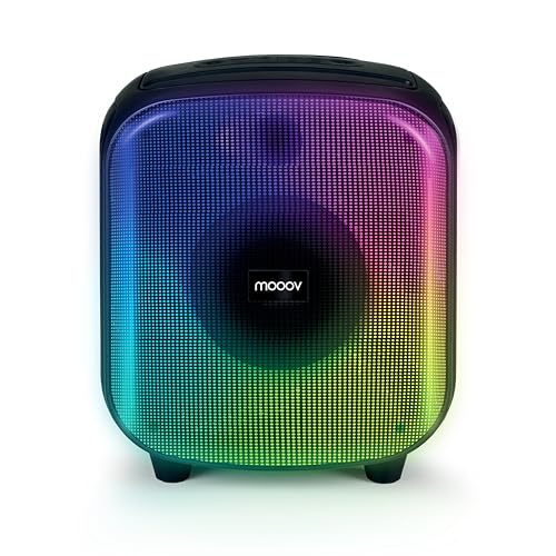 mooov 477370 - Altavoz Bluetooth Potente 200W Musicales, TWS, portátil, 6 Efectos LED, Tomas USB, microSD, Entrada para Micro
