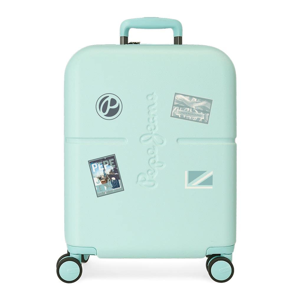 Pepe Jeans Chest Maleta de cabina azul 40x55x20 cms Rígida ABS Cierre TSA integrado 37L 3,22 kgs 7 Ruedas dobles Equipaje de Mano