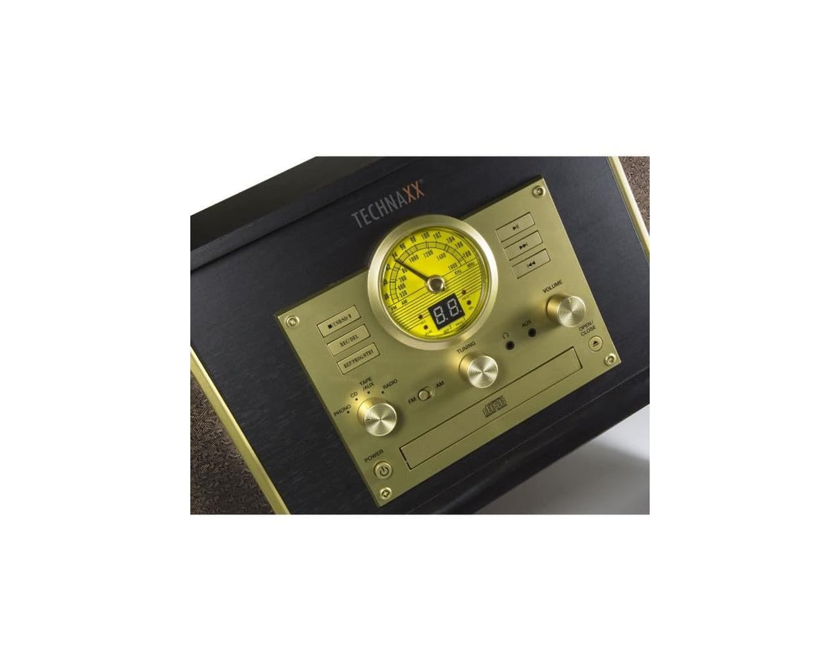 Technaxx de Alemania con Tocadiscos Bluetooth V2.0 Digitalización de discos de vinilo Casetes CD Función de radio AUX RCA Altavoces estéreo TX-103