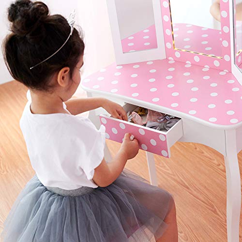Fantasy Fields Teamson Kids Juego De Tocador Rosa con Espejo Y Luces Tocador Madera TD-11670FL