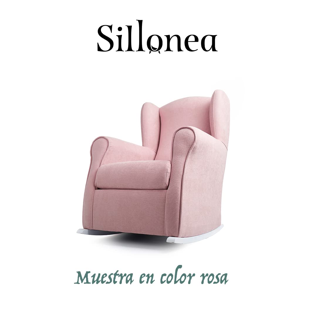 Sillonea - Sillón de Lactancia Roma con Balanceo para Amamantar - Butaca Ergonómica y Compacta con Antimanchas Habitación del Bebé (Gris, Madera Lacada Blanca, 96x74x77 cm)