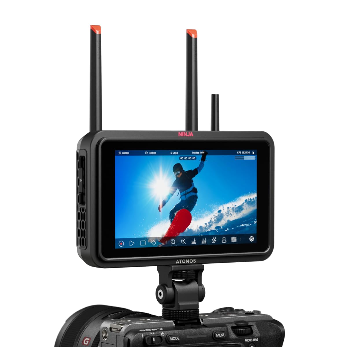 Atomos Ninja TX – 5,2″ 1500 nits HDR Touch Monitor Grabador • 12G‑SDI & HDMI 2.0 I/O • 8K30 ProRes Raw + CFexpress/USB‑C Grabación • Wi‑Fi Integrado + NDI/TX/RX + Camera a Cloud + AirGlu Timecode