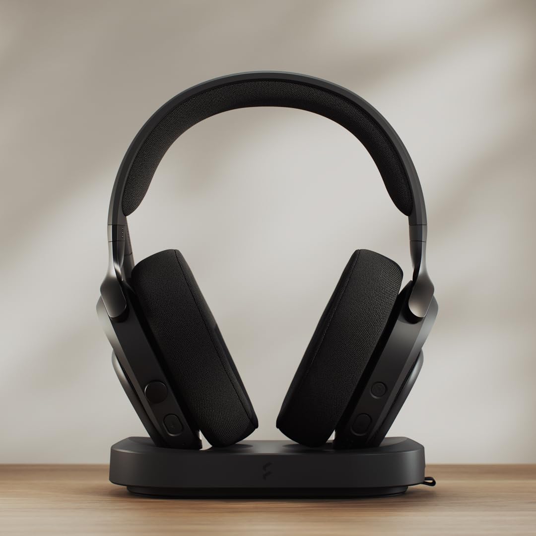 Fractal Design Scape Dark - Auriculares inalámbricos para Gaming en PC - Micrófono Giratorio con Mute y antirruido - hasta 40 Horas de autonomía - Iluminación Ambiental configurable - Negro