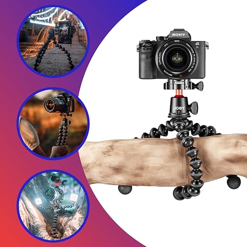 JOBY GorillaPod 3K Pro Kit MII, Trípode Profesional Flexible de Aluminio con Rótula, Placa QR, Fabricado en Italia, para Cámaras CSC, Sin Espejo, Capacidad de Carga 3 kg, 6.6 LB, J91566-BWW