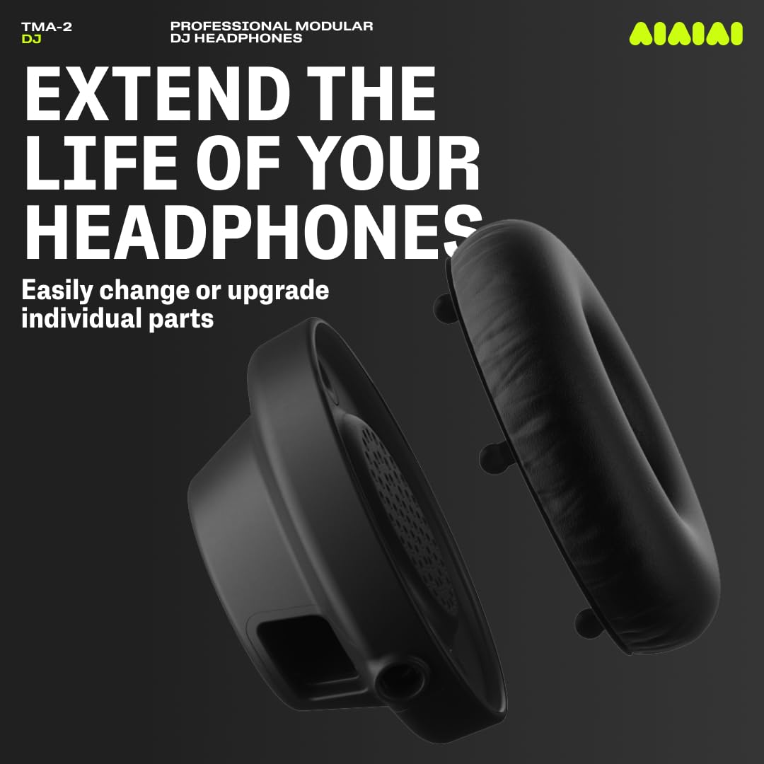 AIAIAI TMA-2 Professional DJ Over Ear Headphones (Talla única, Negro) - Auriculares de estudio con cable - Auriculares con cable de gama alta sobre la oreja