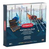 DERWENT Lápices Derwent Solubles en Agua, Para Pintar y Dibujar, Set de 48 en Caja de Madera de Regalo, Ideal para Matizar y Crear Capas, Calidad Profesional, 0700758