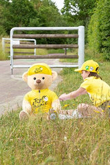 Gipsy Toys - Peluche Oso Camiseta y Gorra ganadora Paso Amarillo 60 cm - Peluche Oficial del Tour de Francia. Majestuosa, Deleitará a Pequeños y Grandes Fans.