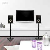 Pyle Par de Soporte para Altavoces, De pie, Altura Ajustable, Plataforma Cuadrada de 9”, Base Triangular