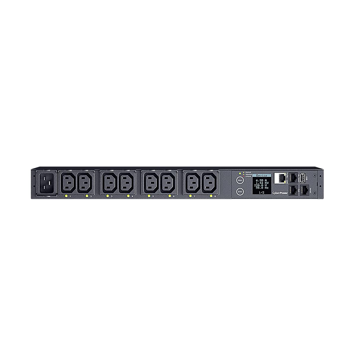 CyberPower PDU41005 unidad de distribución de energía (PDU) 1U Negro 8 salidas AC - Unidad de distribución de energía (PDUs) (Conmutado, 1U, Single-phase, Horizontal, Acero, Negro)
