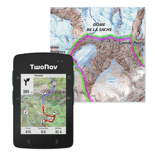 TwoNav Roc + Tarjeta de Francia IGN Topo Completa, GPS de Deportes con Pantalla de 2,7 Pulgadas para Bicicleta de montaña, Bicicleta, Gravel o bikepacking con Tarjetas Incluidas. Color Turquesa