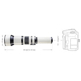 Walimex 650-1300 mm f/16 - Objetivo para cámara réflex (Distancia Focal 650-1300 mm, Apertura f/16, diámetro 95 mm), Color Negro y Blanco
