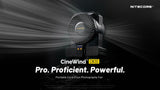 Nitecore CineWind CW30 - Ventilador de Pelo portátil para Estudio, Velocidad del Viento de 46 km/h, con 10 Niveles de Viento Ajustables, Alimentado por baterías NP-F, Interfaz de expansión versátil,