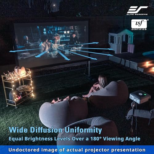 Elite Screens Pantalla de proyector de 120 Pulgadas, Pantallas de Cine para Interiores y Exteriores, Soporte de proyección Plegable portátil Independiente 16:9, Cine en casa, OMS120H2