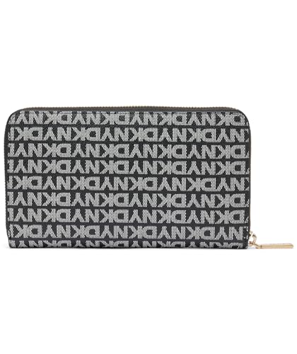 DKNY Avril Zip Around Wallet, Billfold Mujer'S, Logotipo Negro y Negro, Large