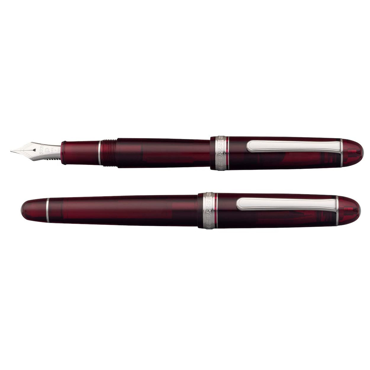 PLATINUM Pluma estilográfica japonesa #3776 Century Rhodium Bourgogne F/Rojo/0,28-0,34 mm/Hecho a mano/Pluma de oro de 14 quilates/con caja de regalo/pluma estilográfica