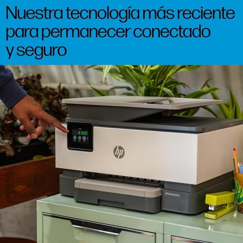 HP OfficeJet Pro 9120e, Impresora multifunción profesional de inyección de tinta A4 a color, copia, escáner, fax, Wi-Fi, impresión a doble cara automática, 22 ppm, 3 meses Instant Ink con HP+, Gris