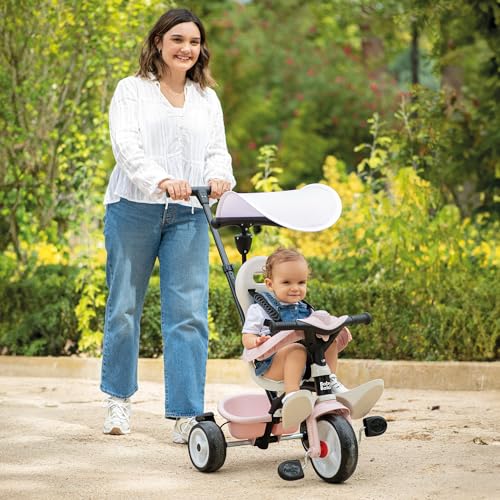 Smoby Triciclo Baby Balade Rosa Progresivo 3 en 1 - Freno, Asiento Ergonómico, Parasol Anti-UV, Ruedas EVA, para niños a Partir de 10 Meses (7600741404)
