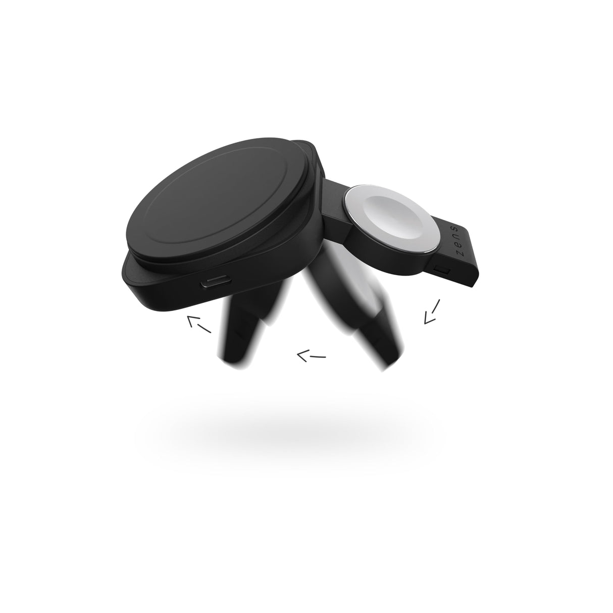 Zens Travel Wireless Charger Pro 2, Cargador inalámbrico MagSafe y Qi2 de 15 W para iPhone 16/15/14/13/12, Apple Watch y AirPods, Incluye Cable USB-C de 1 m, Negro
