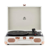 GPO Soho Reproductor de vinilos Retro con diseño de maletín, 3 velocidades, tocadiscos de vinilo - Blanco