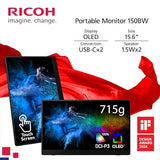 Ricoh Monitor portátil inalámbrico 150BW de 15,6 Pulgadas, 1920 x 1080, OLED, USB C, Ligero con Pantalla táctil y 2 Altavoces Integrados, Pantalla portátil Externa para Ordenador portátil/PC/teléfono