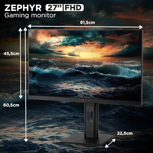 Konix Monitor Gaming Zephyr 27" PC, PS5, Switch 2, Xbox - Resolución Full HD 1080p - 180 Hz - 1 ms - FreeSync - HDMI 2.0 - DisplayPort - Panel IPS