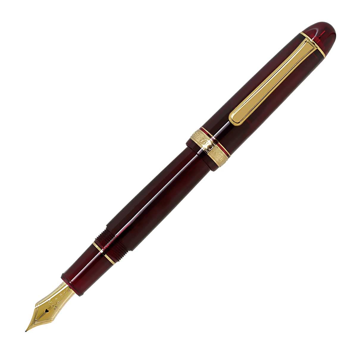 PLATINUM Pluma estilográfica japonesa #3776 Century Gold Trim Bourgogne M/Rojo/ 0,34-0,44 mm/Hecho a mano/Pluma de oro de 14 quilates/con caja de regalo/pluma estilográfica, PNB15000-71M, rojo