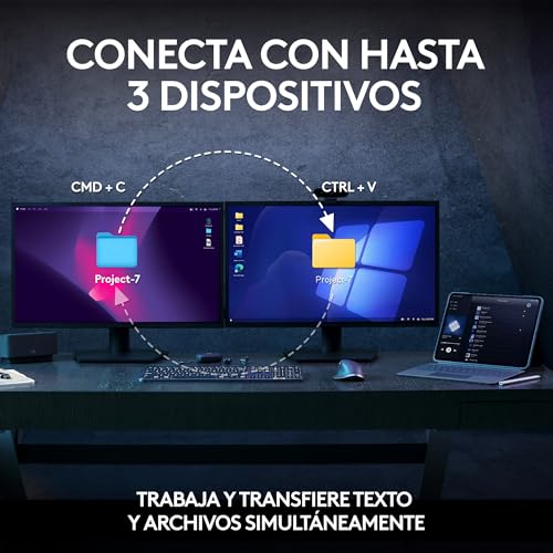 Logitech MX Keys S Combo, Teclado y Ratón Inalámbricos de Calidad con Apoyo, Iluminación, Desplazamiento Rápido, Bluetooth, USB C, para Windows/Linux/Chrome/Mac, Disposición QWERTY Español, Grafito